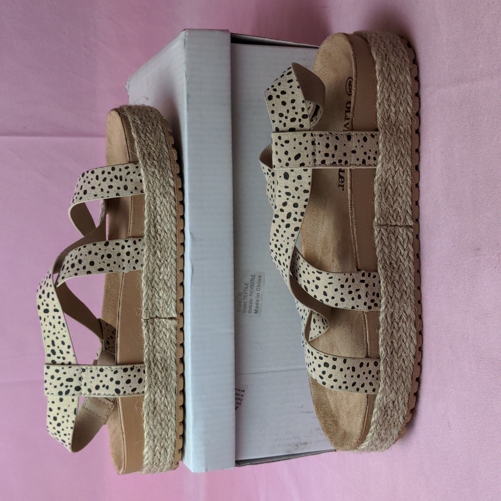 Olivia Miller Cheetah Print Strappy Espadrille Sandals size 6